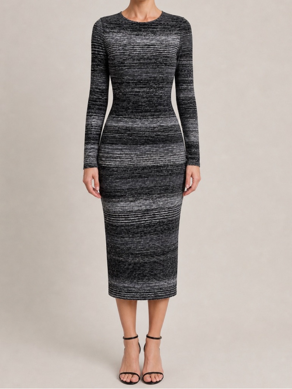 Massimo Dutti long sleeve bodycon knit midi dress, XS